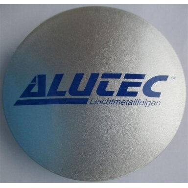 Alutec Wheel Cap 74mm Silver with Blue lettering N12 9N12ALUTEC-SI
