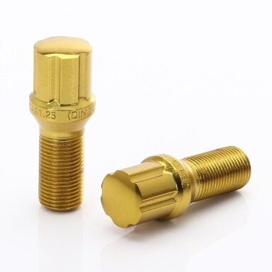 JR Bolts Gold JB1-1415H27GD M14x1.5x27 JB1 Hex 20mm Conical 60° 20 pcs + Key