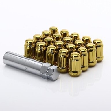 JR Nuts Forged Steel Gold M12x1.5x35 JN2 20mm 60° 20 pcs + Key