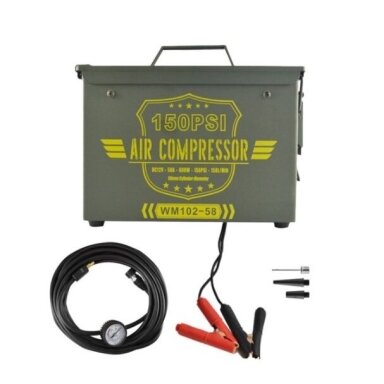 Kompresorius 150 psi, 12 V, 150 l/min. - karinio tipo