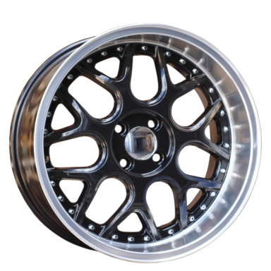 R16x7 3X112 ET 30 57.1 FR762 Black+Polished Lip (BLPL) For SMART (R) (BRABUS Style Front+Rear) R16x7 3X112 ET 30 57.1 FR762 Black+Polished Lip (BLPL) For SMART (R) (BRABUS Style Front+Rear)