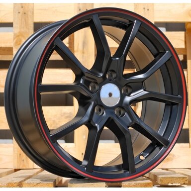 R16x7  5X112  ET  36  66.6  B5253  Black Half Matt+Red Lip (BLHMRL)  For RACIN  (R)