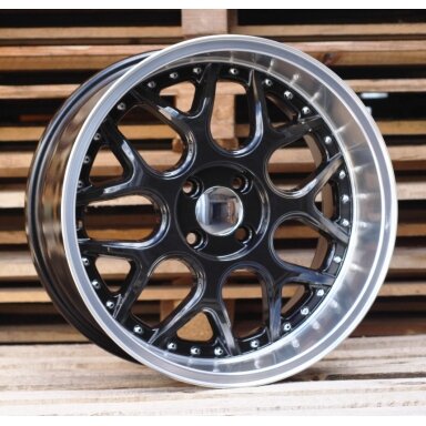 R17x8.5 4X100 ET 20 60.1 FR762 Black+Polished Lip (BLPL) For SMART (R) (Front+Rear Style BRABUS R17x8.5 4X100 ET 20 60.1 FR762 Black+Polished Lip (BLPL) For SMART (R) (Front+Rear Style BRABUS