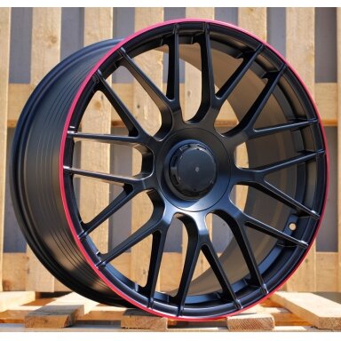 R18x8  5X112  ET  45  66.6  B1268  Black Half Matt+Red Lip (BLHMRL)  For MER  (Z3+Z1)