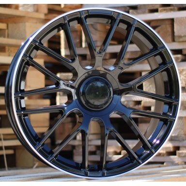 R20x8  5X112  ET  40  66.6  B1268  Black+Polished Lip (BLPL)  For MER  (Z1)  (Rear+Front)