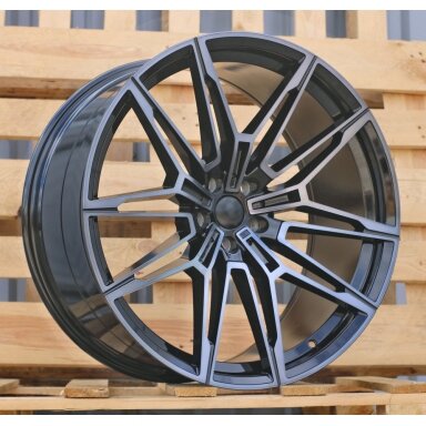 R21x9.5  5X112  ET  37  66.6  I0294  Black+Tinted Face (BLTF)  For BMW  (P1)  (Rear+Front)