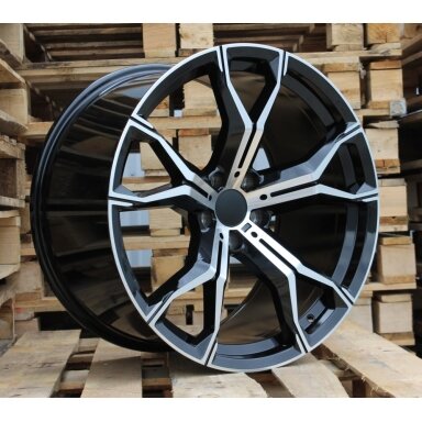 R22x10.5 5X112 ET 43 66.6 B5498 (BYD1538) Black Polished+Powder Coating (MBPC) For BMW (K7) (Rear+Front) R22x10.5 5X112 ET 43 66.6 B5498 (BYD1538) Black Polished+Powder Coating (MBPC) For BMW (K7) (Rear+Front)