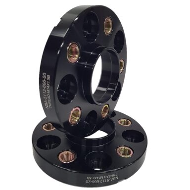 Spacer 20 mm 2 pcs 5x112 66.6 mm With Thread Holds M14x1.5 Black (NBA-5112-666-20-THREAD-M14x1.5B)