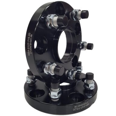 Spacer 20 mm 2 pcs 5x127 71.5 mm With Studs and Nuts M14x1.5 Black (NBA-5127-716-20-STUDS-M14x1.5B)