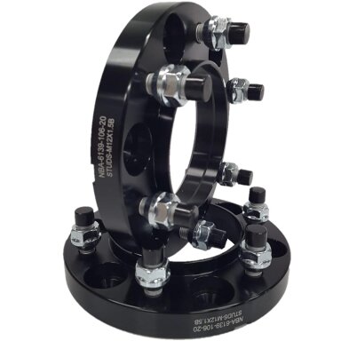 Spacer 20 mm 2 pcs 6x139.7 106.2 mm With Studs and Nuts M12x1.5 Black (NBA-6139-106-20-STUDS-M12X1.5B)
