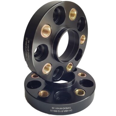 Spacer 25 mm 2 pcs 5x112 66.6 mm With Thread Holds M14x1.5 Black (NBA-5112-666-25-THREAD-M14X1.5B)